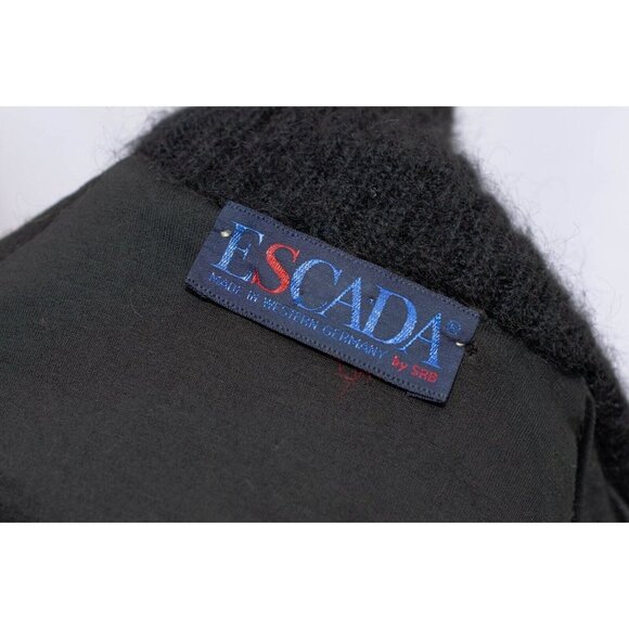 Vtg Escada Mohair Wool Pullover Sweater Black Gray Beige Dolman Sleeve W. German - Picture 7 of 8
